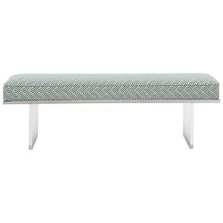 Acrylic with Stainless Steel Accent Bench with Upholstered Cushion